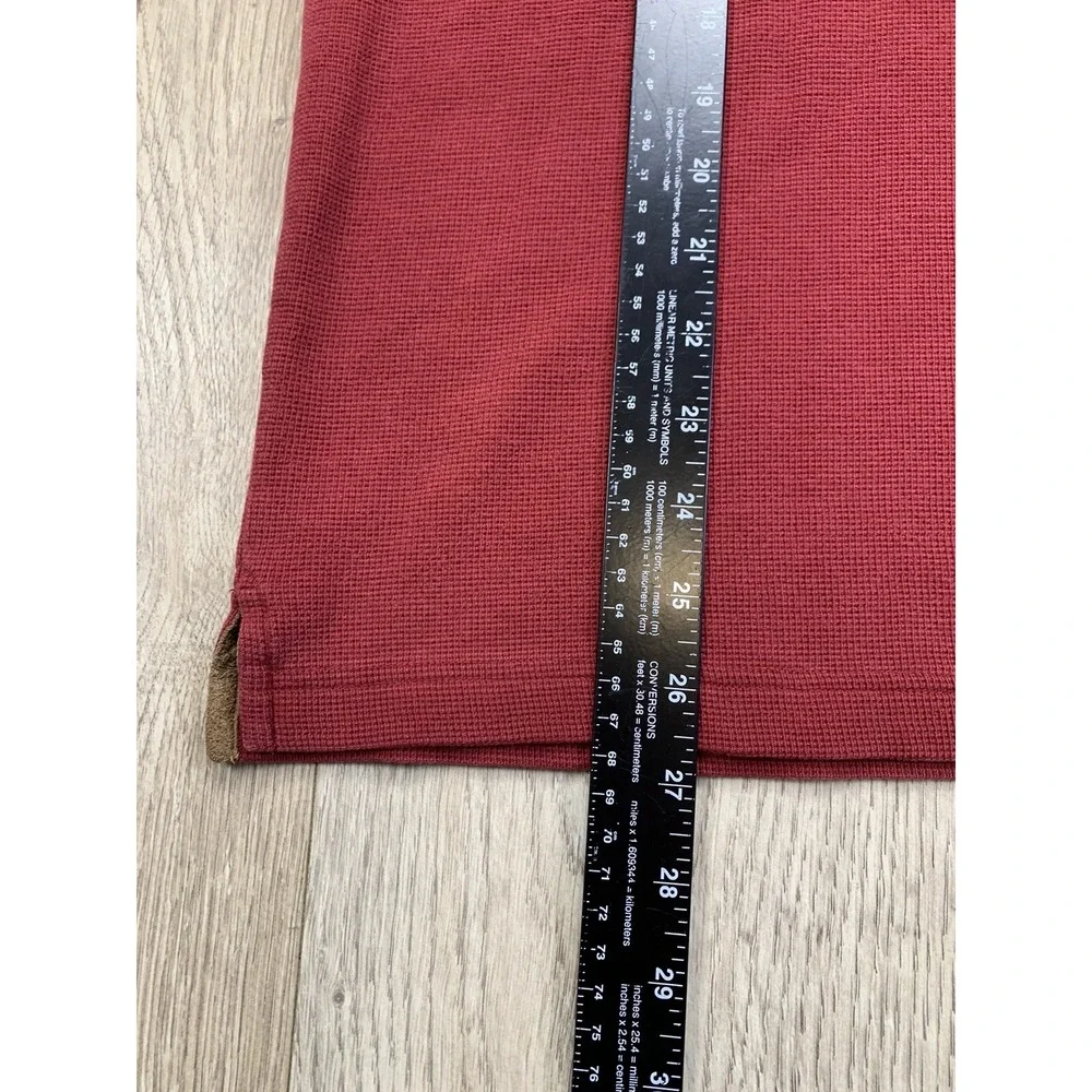 VTG Timberland Men Red Cotton 1/4 Button Long Sleeve Heavy Pullover Shirt Size M
